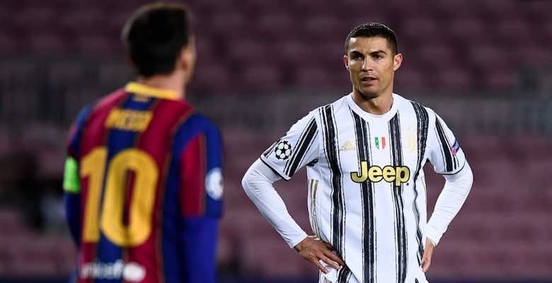 ميسي ورونالدو في مباراة برشلونة ويوفنتوس ببطولة دوري ابطال اوروبا 2020 - صور Getty